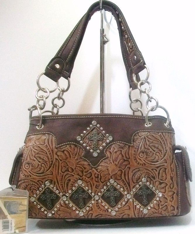 MONTANA WEST RHINESTONE CROSS WESTERN PURSE HANDBAG  