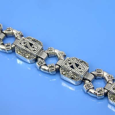 Inch Sterling Marcasite O Linked Bracelet (YSB 017)  