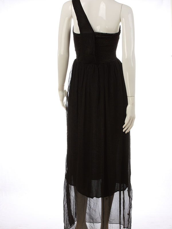 VINTAGE GREEK ONE SHOULDER MAXI EVENING DRESS 0485  