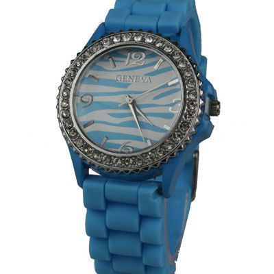 BLUE ZEBRA WESTERN JEWELRY COWGIRL RHINESTONE WATCH  