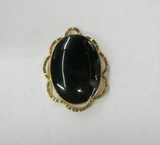   Antique 2 picture Locket Pendant Black Glass? Mourning 12K Gold Filled