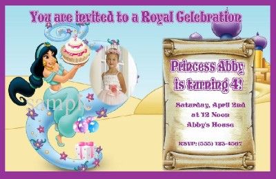 CUSTOM PRINCESS JASMINE INVITATIONS OR THANK YOUS  