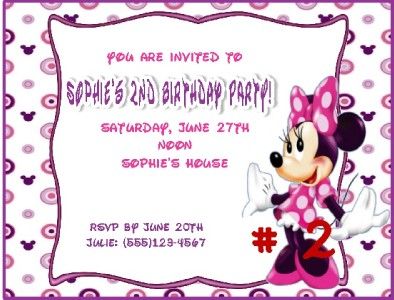 10 CUSTOM MINNIE MOUSE INVITATIONS OR THANK YOUS  