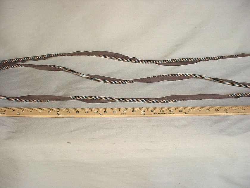 18y SLATE BLUE BROWN GOLD CORDING FABRIC TRIM CRAFTS  