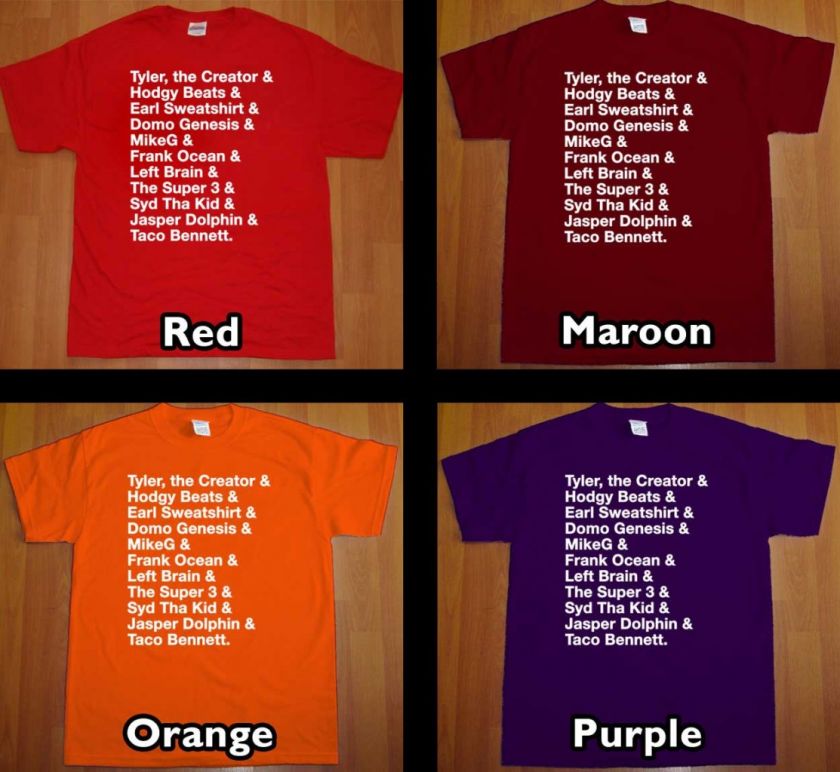 brand new ofwgkta names t shirt choose your color 15 colors and size s 