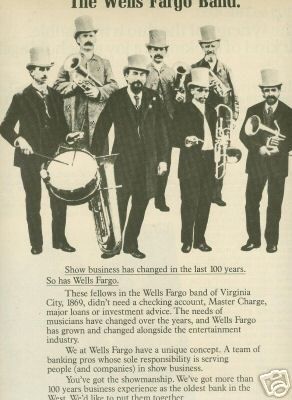 WELLS FARGO BANK BAND Rare 1970s PROMO POSTER AD mint  