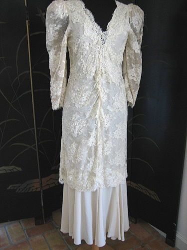 ELEGANT DIGNA YERO SILK LACE GOWN~WEDDING BRIDAL~S/M  