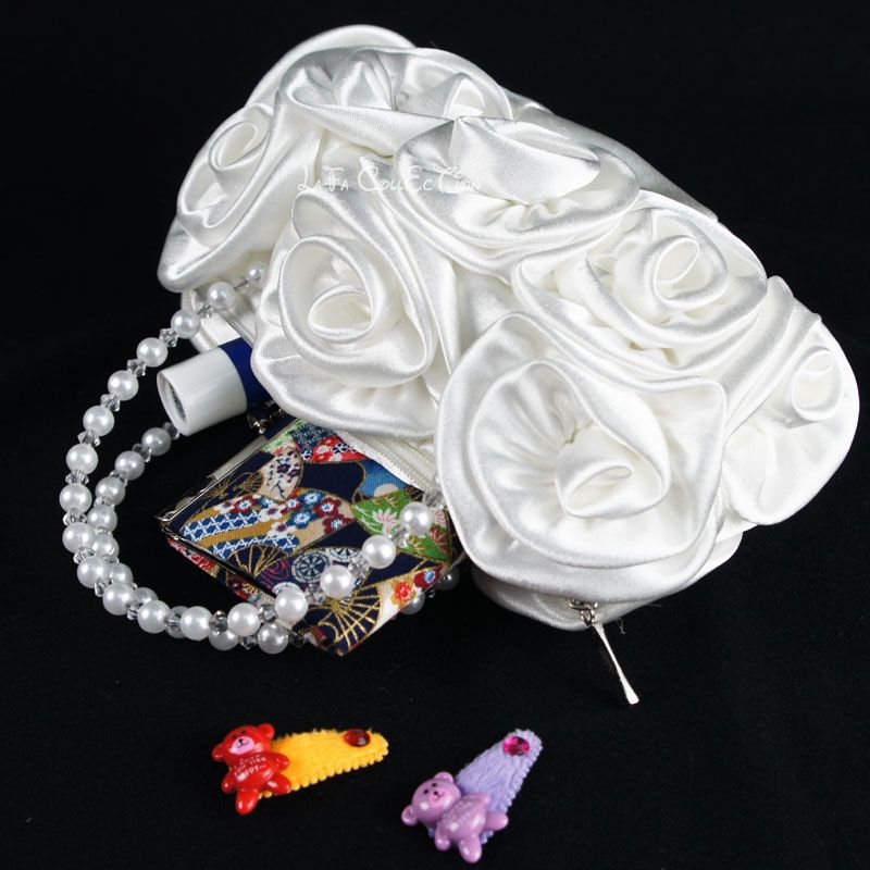 NEW Wedding Evening Party Cute Girls Satin Handbag WHITE  