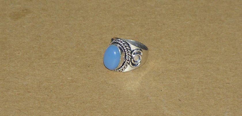 Large Blue Yemeni Aqeeq Aqiq Agate Mens Ring #A6  