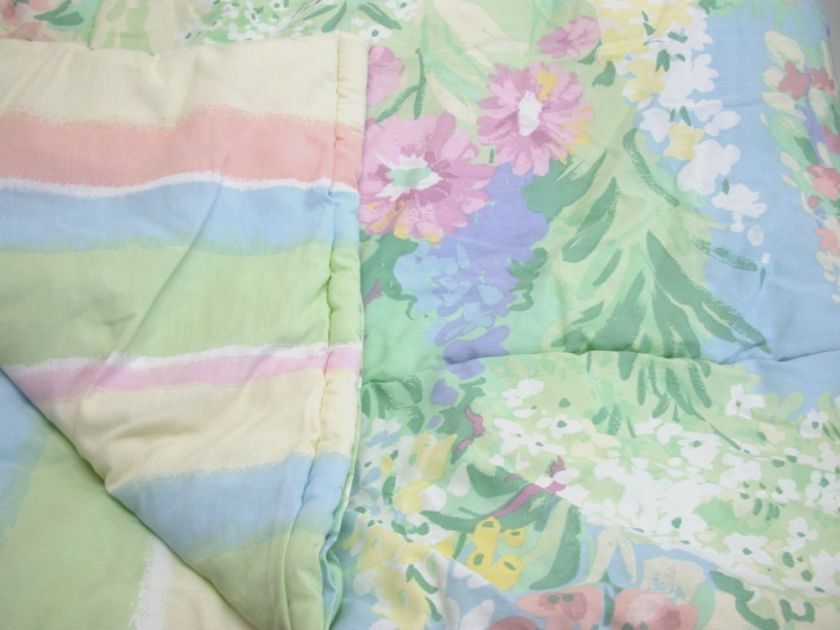  bed skirt in pastel stripes colors are pink blue yellow green white