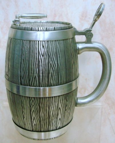 ANHEUSER BUSCH Pewter Barrel Stein Beer wood keg CS495  