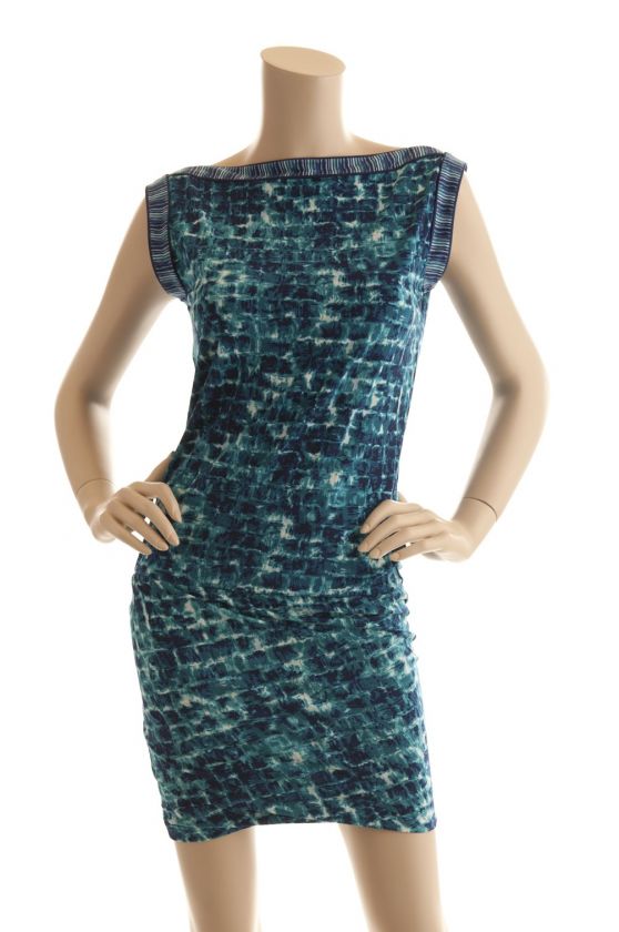 BCBG MAX AZRIA BLUE COMBO SLEEVELESS DRESS SIZE XS  