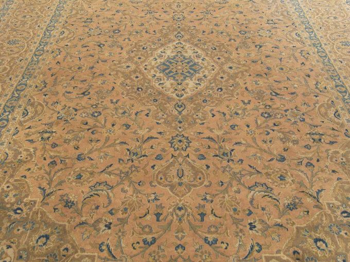   Muted Colors Antique Carpet Signed Persian Kashan Wool Rug 2193  