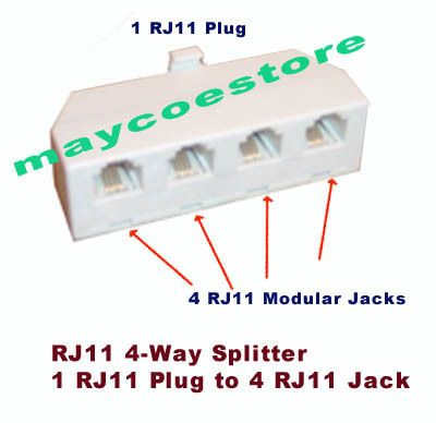 Way RJ11 Modular Jack Telephone Fax Line Splitter  
