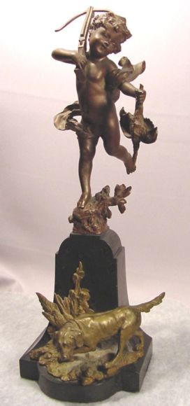 Beautiful Bronze Children Fishing,Hunting, Kowalczewski  