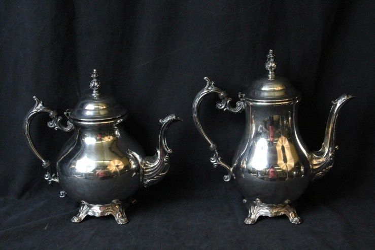 L58 VINTAGE ORNATE F.B. ROGERS SILVER COFFEE TEA SERVICE WITH MASSIVE 