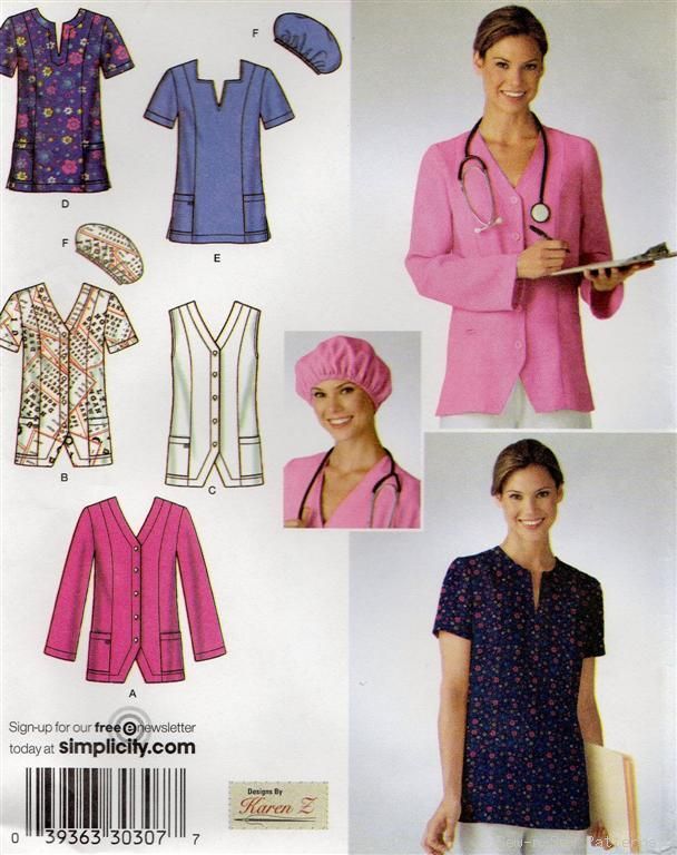 EASY Scrubs Doctor/Nurse Uniform PATTERN Hat Jacket  