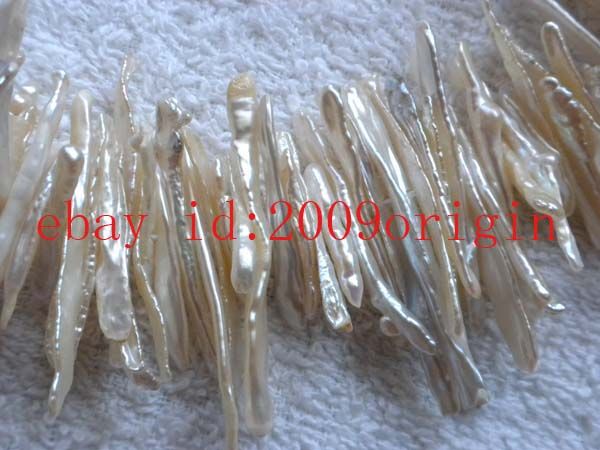 15.5 30 40*1 3mm white biwa pearl beads  