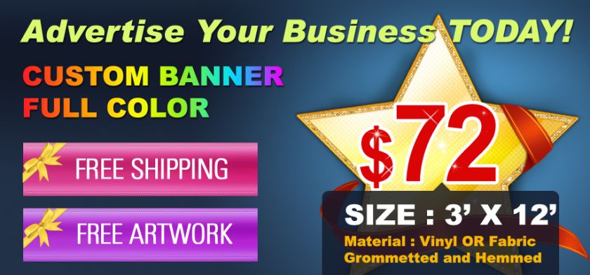 3x12 CUSTOM / FULL COLOR Vinyl Banner  