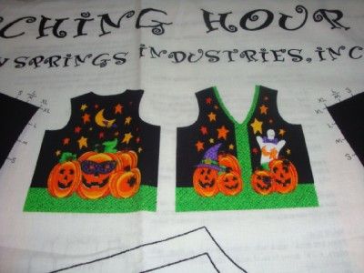 WITCHING HOUR HALLOWEEN PUMPKIN FABRIC ADULT VEST PANEL  