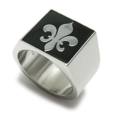 Stainless Steel Solid & Heavy Mens Fleur De Lis Ring Size 10 C008A 