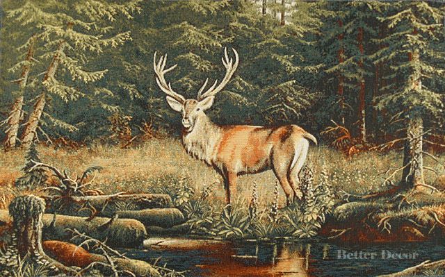   TAPESTRY Deer in the Forest EUROPEAN WILD LIFE ANIMAL DECOR PICTURE