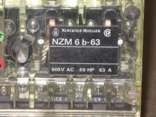 KLOCKNER MOELLER NZM6B63 63A 600V 60HP CIRCUIT BREAKER  