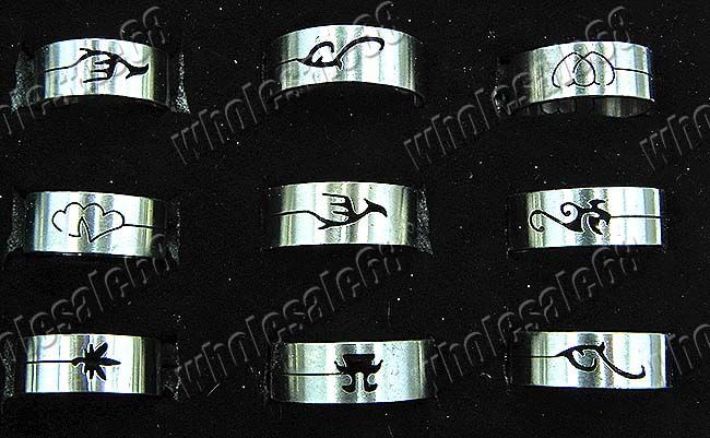 Wholesale 60pcs mixed style mens stainless steel Rings  