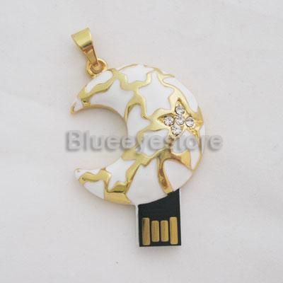 New fashion Gold moon 4GB USB 2.0 Flash Pen Thumb Drive  