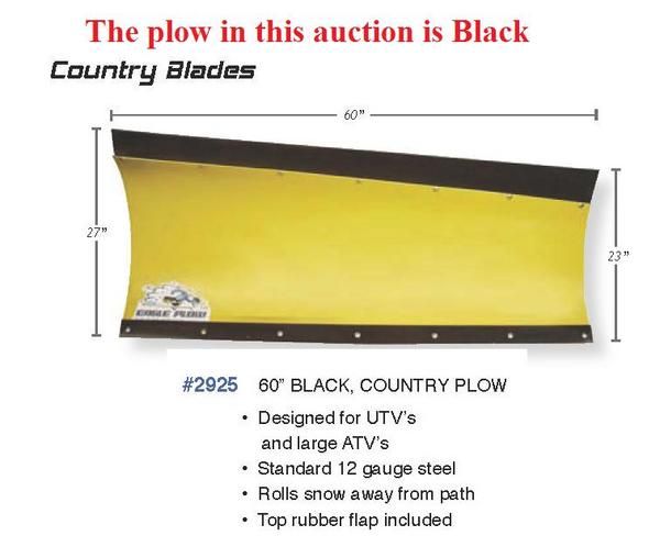 EAGLE PLOW SNOWPLOW 60 COUNTRY ATV HONDA YAMAHA POLARI  