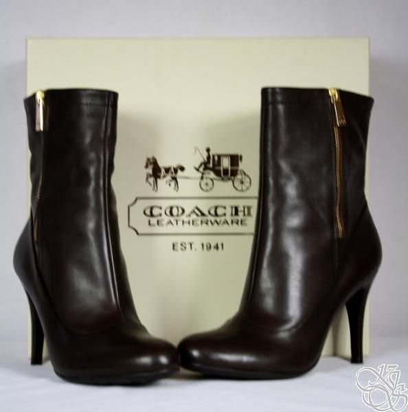   Chestnut Smooth Nappa Leather 8CM Sig C Womens Ankle Boots A7343