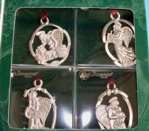 Longaberger 1998 ANGEL Collection PEWTER Ornament Set  