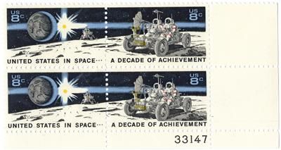 Scott #1434 35 8 Cent Decade of Space Achievement Plate Block   MNH