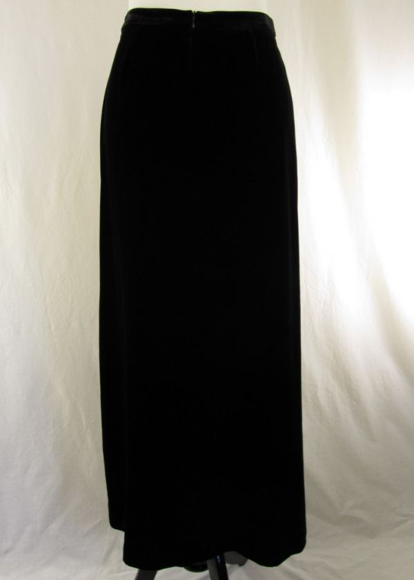 Ann Taylor Black Velvet Silk Skirt Evening Suit Mandarin Collar Frog 