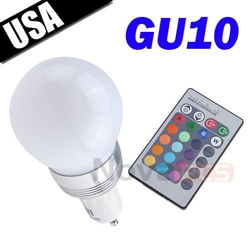 3W MR16 Color Change RGB LED Light Bulb Remote Control  