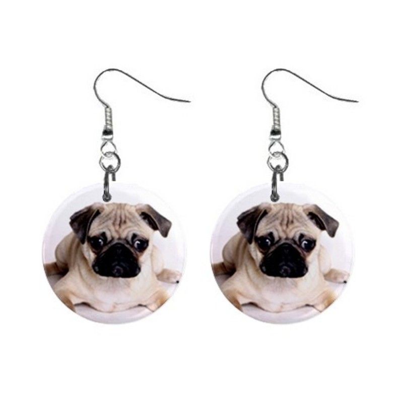 Cute Pug Dog Puppy 1 Dangle Metal Earrings Jewelry New  