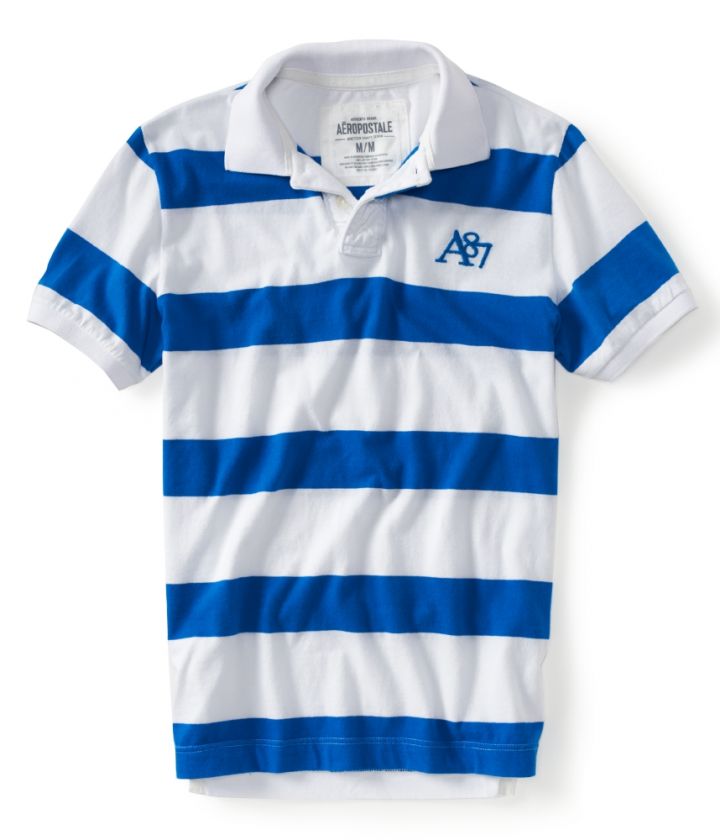 aeropostale mens a87 bright stripe polo shirt  