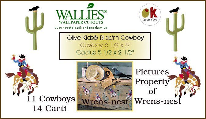WALLIES 25 OLIVE KIDS RIDEM COWBOY Horse Cactus CUTOUT  