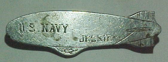 WW2 Navy Airship Pin   Theater Made Blimp Brooch Named  