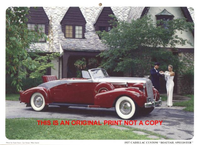 1937 Cadillac Custom Boattail Speedster rare car print  