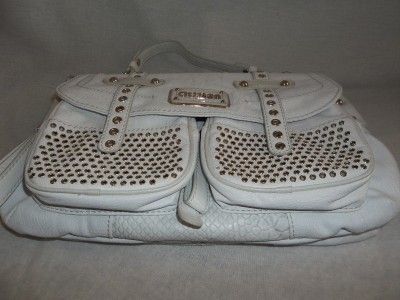 Guess Expression Flap Tote Shoulder Bag Satchel Handbag Chalk Off 