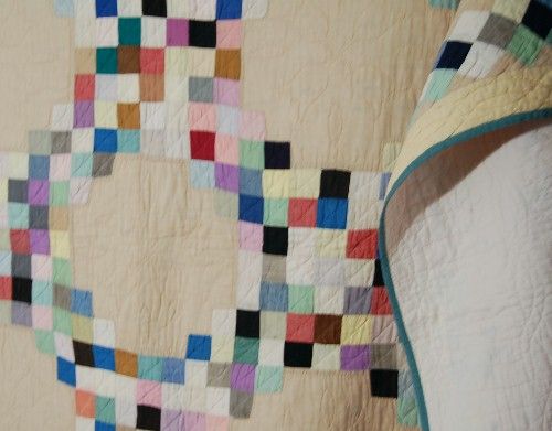 30s AMISH Irish Chain Antique Quilt ~GREAT BORDER  