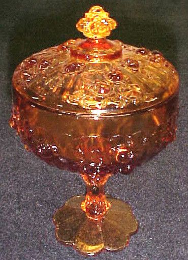 Fenton Rose Amber Compote with Lid  