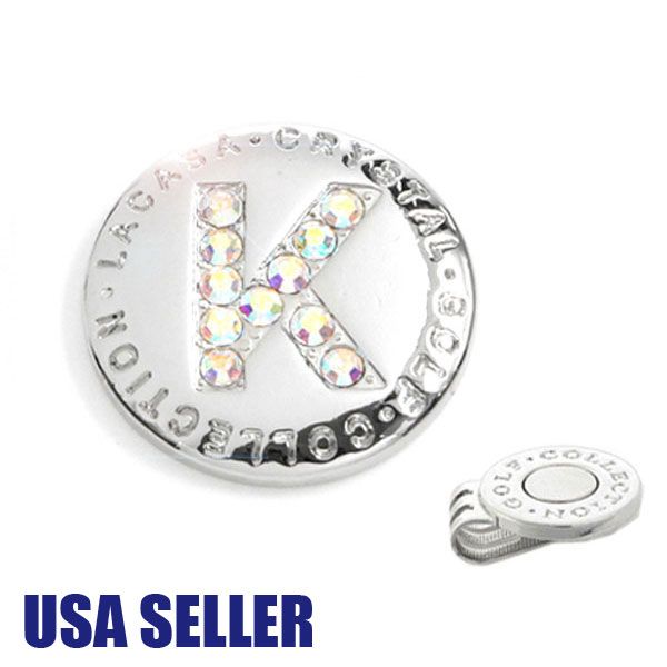 Crystal Golf Ball Marker+ Hat Clip Initial Y BMY  