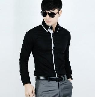 Mens UK Style false Double collar long shirts Dress shirts  