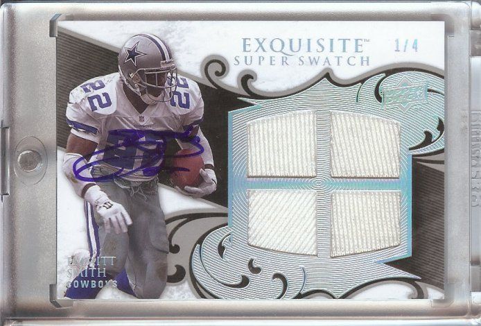 EMMITT SMITH 08 UD EXQUISITE QUAD JERSEY/AUTO 1/4  