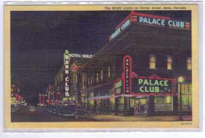 Reno, Nevada   Bright Lights on Center Street   Linen  