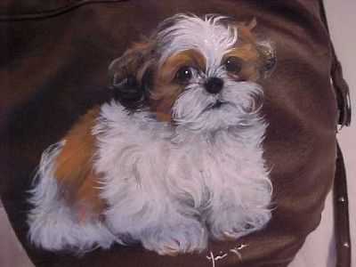 SHIH TZU PUPPY HANDPAINTED HANDBAG ADORABLE PURSE  