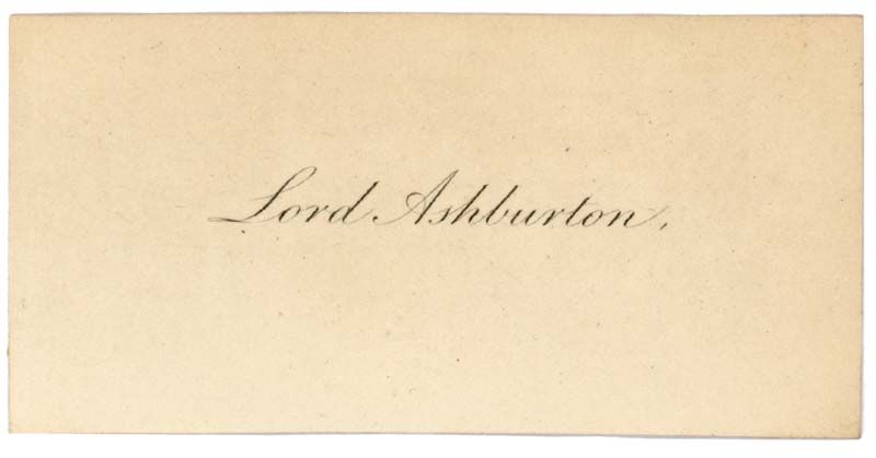 Lord Ashburton Calling Card  