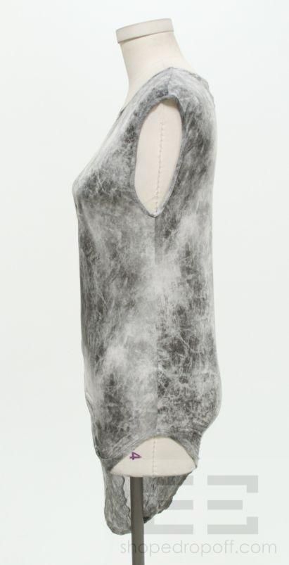   Black & Grey Jersey Tie Dye Sleeveless Asymmetrical Top Size P  